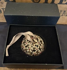 L'OBJET  Gold Plated Red Swarovski Crystals Flower Garland Ball Ornament