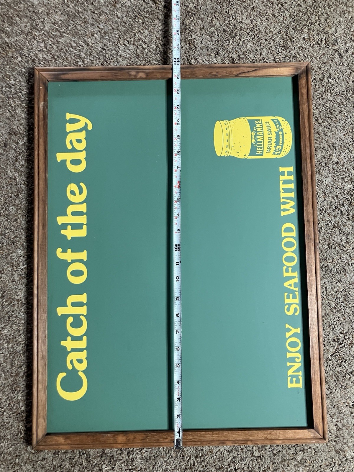 VTG Hellmans Tartar Sauce Catch of the Day Seafood Chalkboard Sign Fishing Bar