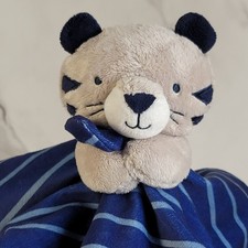 CARTER'S JUST ONE YOU TIGER GRAY BLUE STRIPED LOVEY PLUSH SECURITY BLANKET