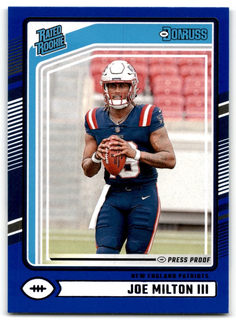 2024 Donruss Rated Rookie Press Proof BLUE Joe Milton III #319 RC Card New