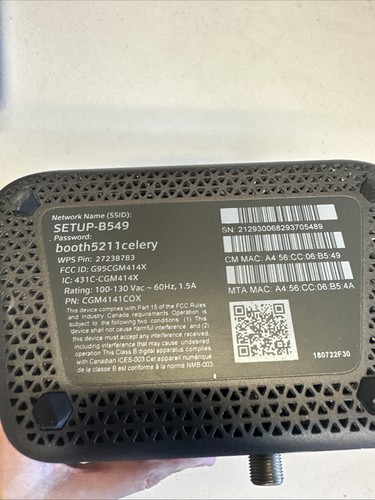 Cox Panorama Kabelmodem WLAN Gateway Modem & Router CGM414X mit Netzkabel - Bild 6 von 7