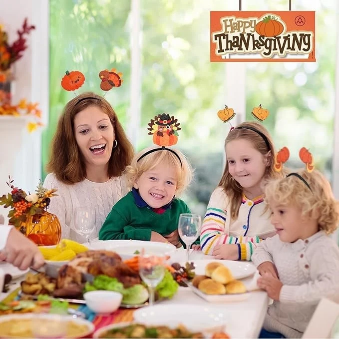 12 piezas decoraciones de diadema de pavo de acción de gracias, cabeza de fiesta calabaza de otoño Foto 3 de 4