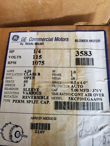 GE Motors 5KCP39EGAA09S Furnace Blower Motor 1/4HP 1075RPM 3SPD (3z)