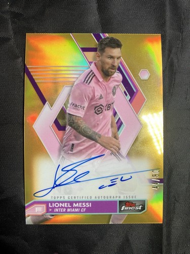 2023 Topps Finest MLS Lionel Messi On Card Auto /50 Gold Refractor A-LM Miami