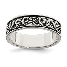 Sterling Silver Polished and Antiqued Filigree Ring Size 7