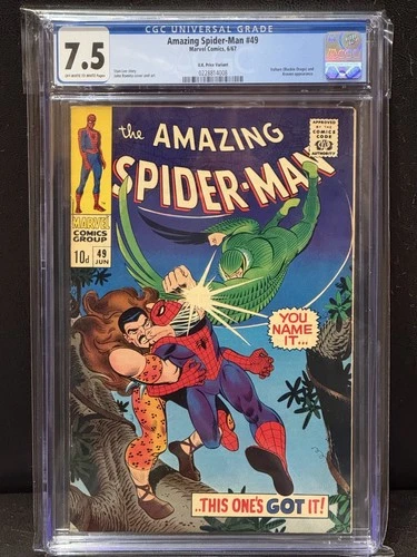 🔥CGC 7.5 OW/W AMAZING SPIDER-MAN #49 - VULTURE & KRAVEN Apps MARVEL 1967🔥