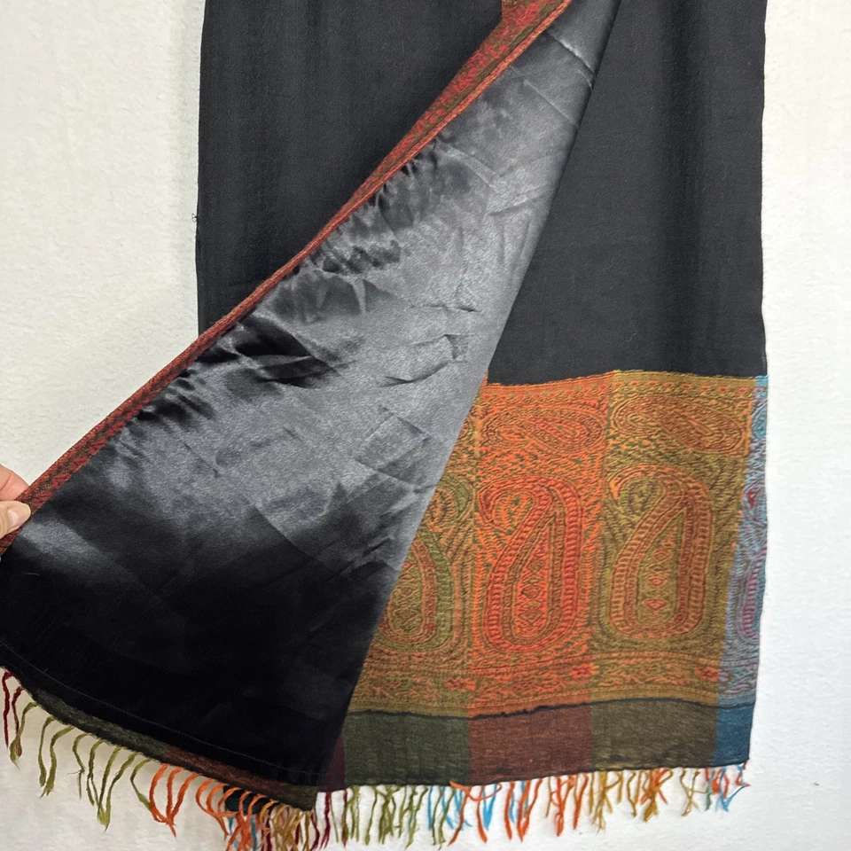 TASHA POLIZZI T.P. Saddleblanket Wool Maxi Wrap Skirt Paisley Fringed Size L - Image 4 of 4