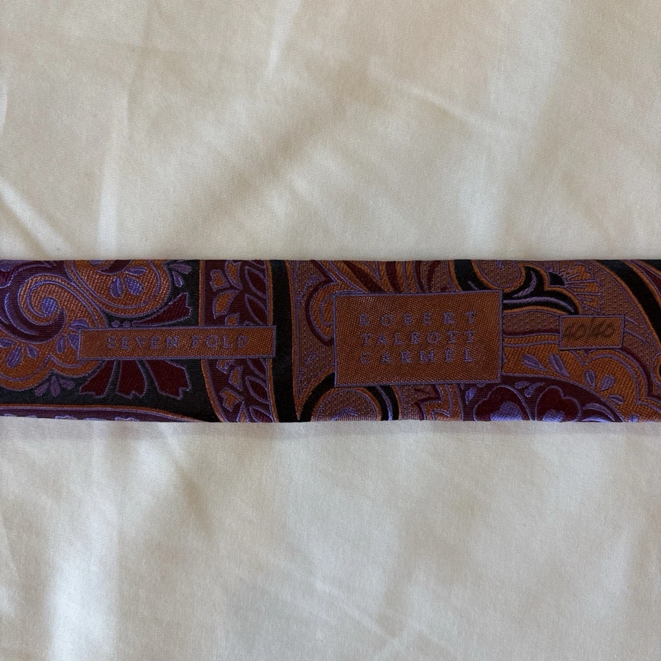 Corbata Robert Talbott siete pliegues púrpura rosa negro cachemira 40/40 Foto 4 de 4