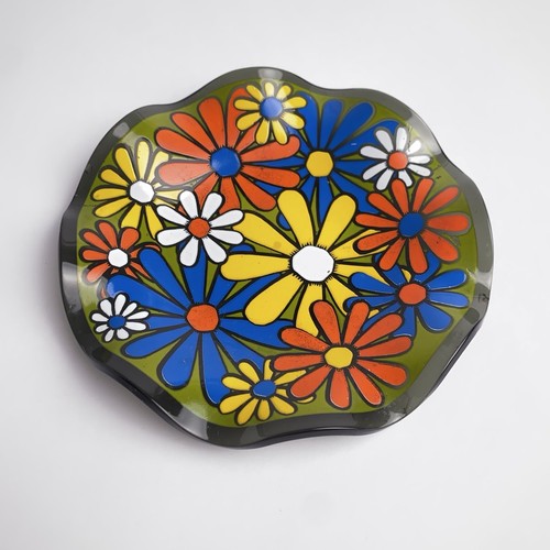 Mid Century Modern 1970s 70s Flowers Small Ruffle Plate Ashtray Trinket Dish