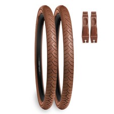 26 x 2.125 Puncture Resistant Retro Brown Bike Tires for Ebikes, MTB, Road Bikes