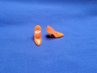 VINTAGE BARBIE ORANGE TRANSLUCENT CLOSED TOE SHOES HEELS JC PENNEY 1498 SHOE BAG