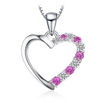 Collana Donna Argento 925 Ciondolo Cuore Punto Luce Rosa Catenina Veneziana