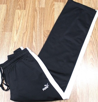 PUMA REGULAR FIT ATHLETIC PANTS POLYESTER WHITE & BLACK Sz MEDIUM, M