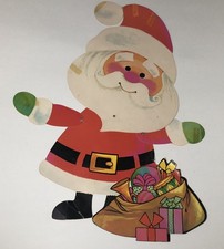Santa Claus Vintage Cut Out Jointed Cardboard Die Cut Decoration