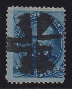 E5885: US #185 Used, Fancy "Iron Cross" Cancel