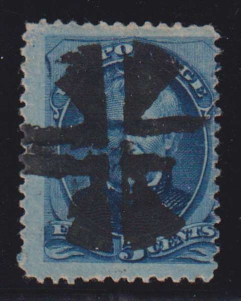 E5885: US #185 Used, Fancy "Iron Cross" Cancel
