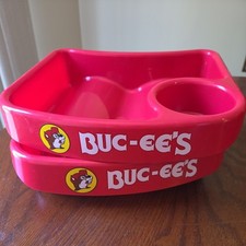 Buc-ees Red Plastic Serving Tray 2-Compartmen...
