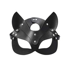 Leather Women's Half Face Cat Mask Costume Cosplay Accessory Cat Face Mask