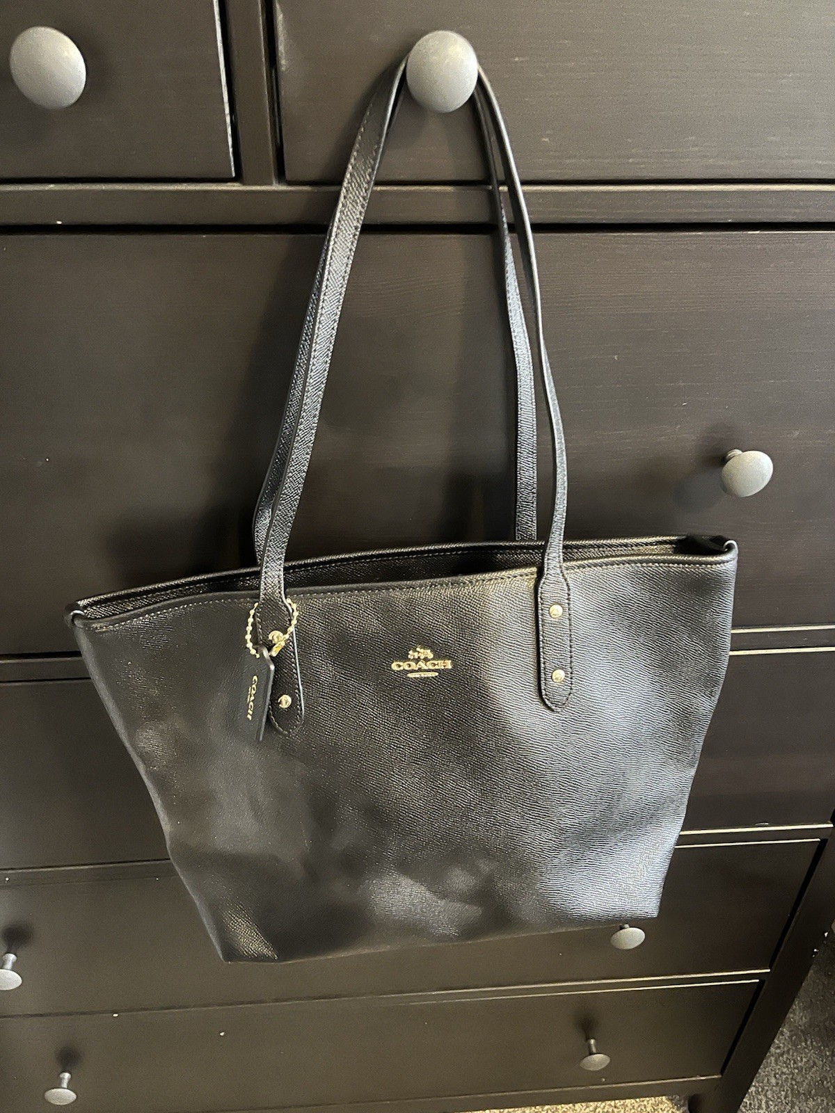 Large Leather Shoulder Black Coach Purse