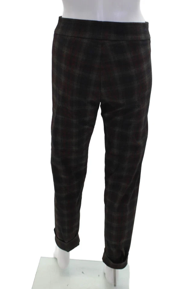 Pantalones de vestir Avenue Montaigne para mujer a cuadros elásticos cónicos multicolor talla 4 Foto 3 de 4