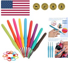Crochet Hooks Ergonomic Soft Grip, 2mm-6mm Metal Crochet Set for Beginners, 1...