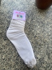 Vtg 80s NWT Slouch Dead Stock Scrunchie Socks Lady Size 6-11 White Cotton USA
