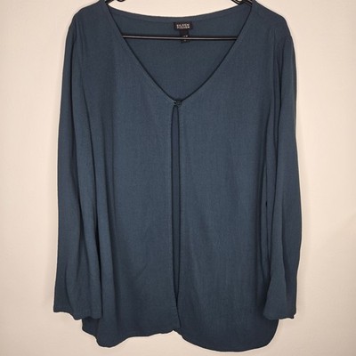 Eileen Fisher Aqua One Top Button Long Sleeve Cardigan Rayon Top Womens Size S