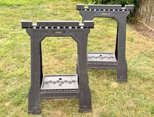 Pair Stanley Folding Saw Horses Trestle Stands 365kg Work Bench Supports