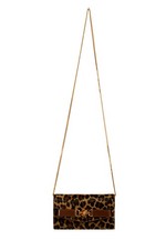 Versace Pony Hair Leather Gold Medusa Wallet on Chain Clutch Shoulder Bag