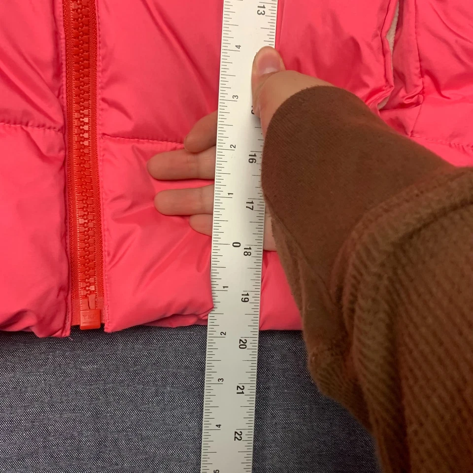 Chaqueta para niña Crewcuts talla L rosa con capucha cálida acolchada poliéster reciclado Foto 4 de 4