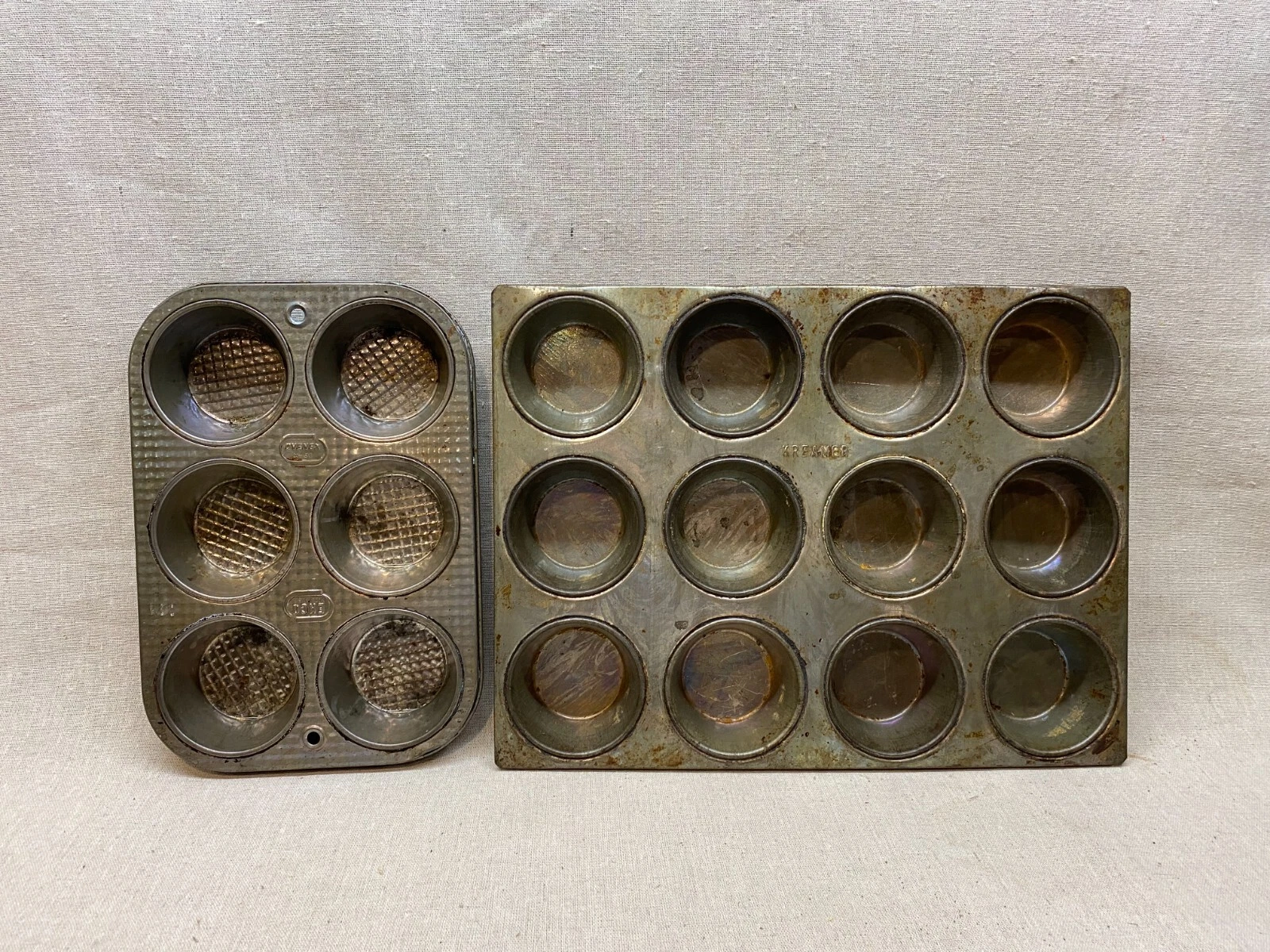 Vintage 1 Kreamer & 1 Ovenex Muffin Tins Antique Farmhouse Style