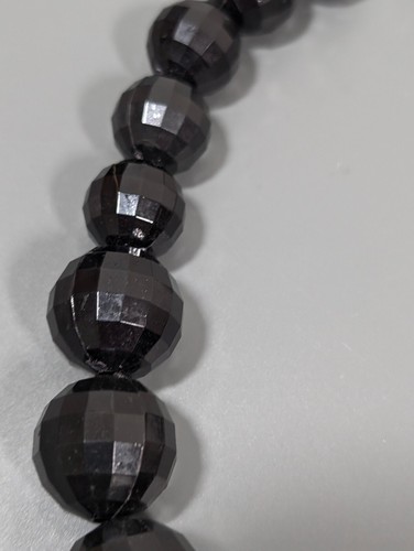 Retro Faceted Black Round Graduated Bead Chunky Statement Necklace 20" - Picture 8 of 9