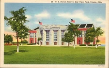 U.S. Naval Reserve Bay View Park Toledo Ohio Building 1940's Postcard Unused