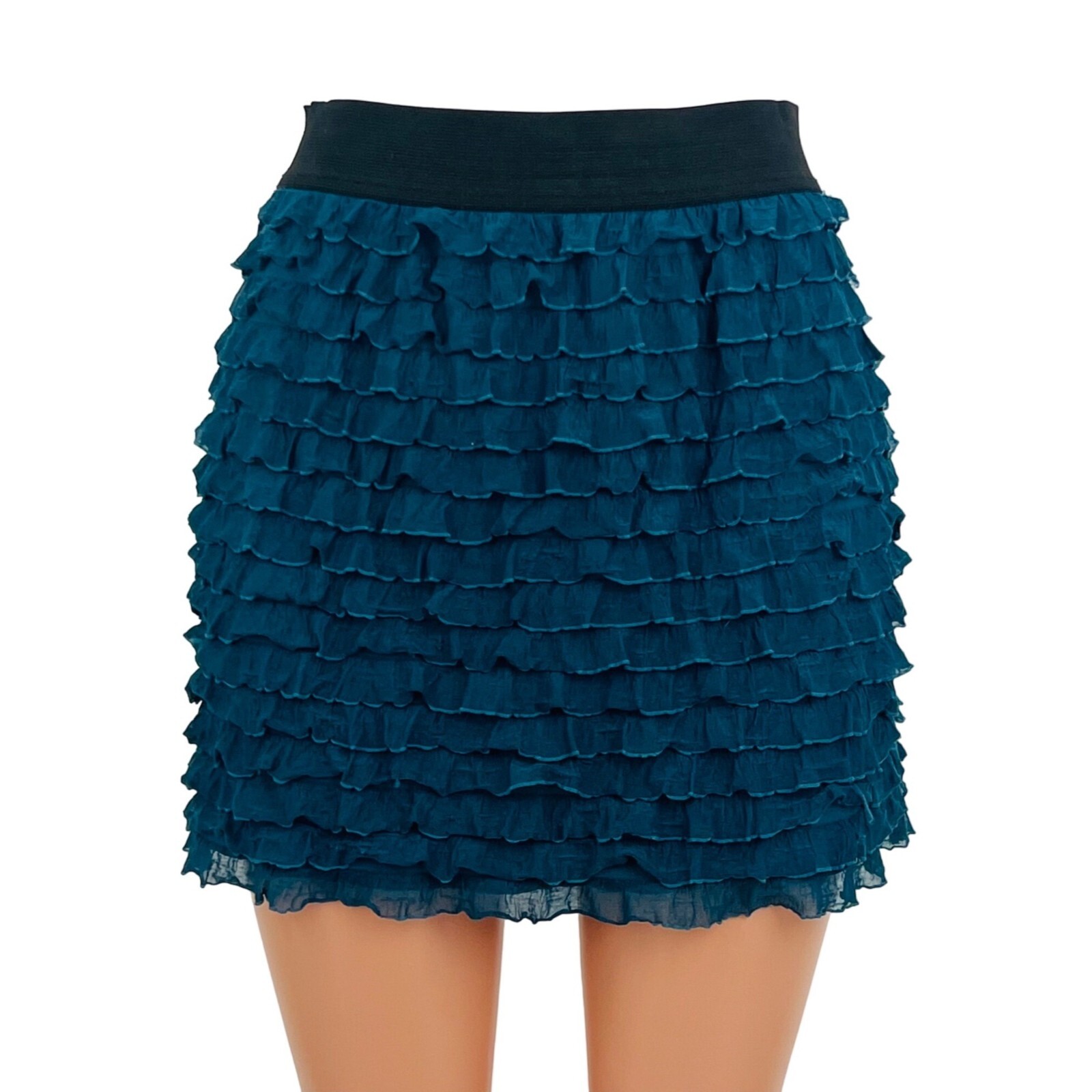 Urban Outfitters x Kimchi Blue Teal Blue Ruffle Mini Skirt