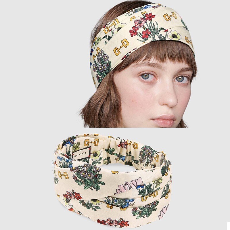 M NEW $450 GUCCI Ivory Equestrian HORSEBIT & FLORAL Silk  display picture 3