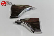 1963 Chevy Impala Rear Fender Skirt Trim Stainless Steel Scuff Pads Pair New