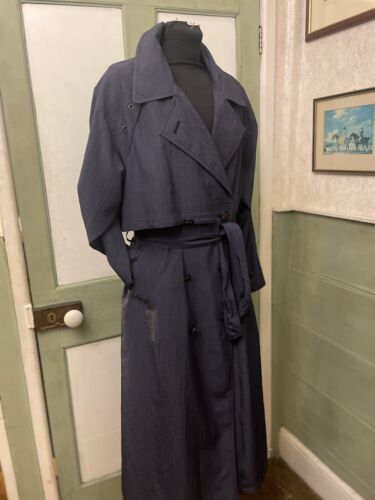 stunning Nuage Long Raincoat Trench Coat Womens sz 16 navy Crosshatch Cape Top - Picture 11 of 18