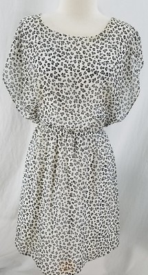 Needle Thread Womens Dress Ivory Gray Black Lined Cap Sleeves Polyester Medium