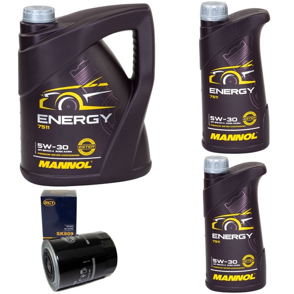 MotoröL Set Mannol Energy 5W-30 API 7 Liter + ÖLfilter FüR Opel Movano Renault-image