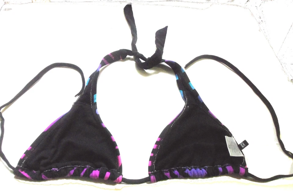 Bikini oxidado negro, rosa, púrpura y aguamarina halter y corbata lateral talla mediana nuevo sin etiquetas Foto 3 de 4