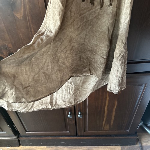 Party Khaki Halter Low Bank Fringe Tank Top S - Picture 3 of 7