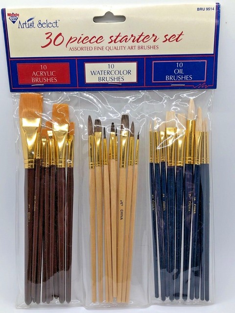 30 Fine Art Paint Brushes For Acrylic Oil Watercolors Bru 9514 For Sale Online | Ebay