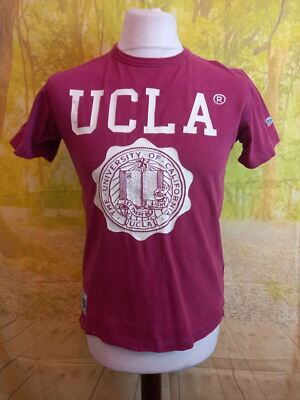 UCLA California rotes Kurzarm-T-Shirt mit Rundhalsausschnitt. UK Damen Gr. Medium