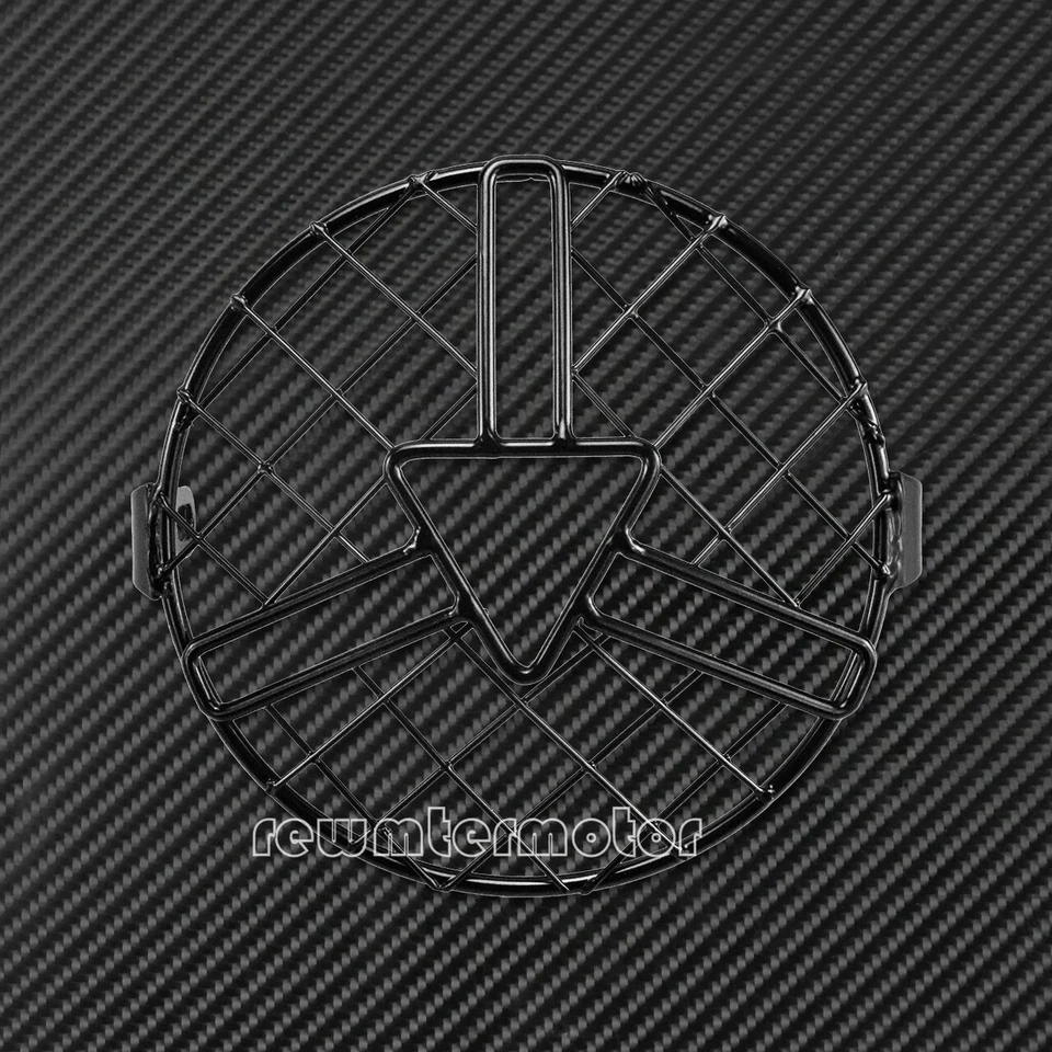 6.3" Motorcycle Front Black Headlight Stripe Grill Mesh Lattice Grid Cover Mount - Image 3 of 4