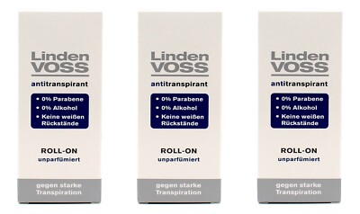 3x Linden Voss antitranspirant Deo Roll-On unparfümiert , 3x50ml