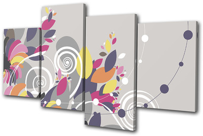 Abstract Floral Swirls Vector  MULTI CANVAS WALL ART Picture Print VA