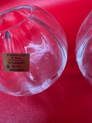 Juego de dos bolas de escalera de cristal corte baccarat Le Clairupt siglo XIX - Imagen 9 de 14
