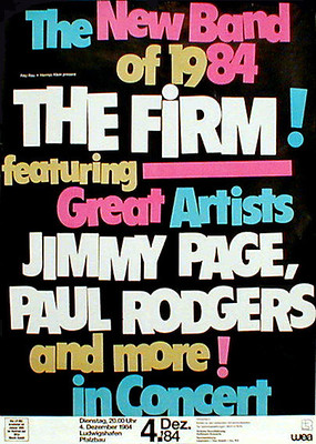 THE FIRM (Led Zeppelin) Konzertplakat von 1984 gerollt
