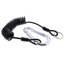BLACK - 6 Foot Trailer Breakaway Cable Coiled Safety Cables For RV Emergency