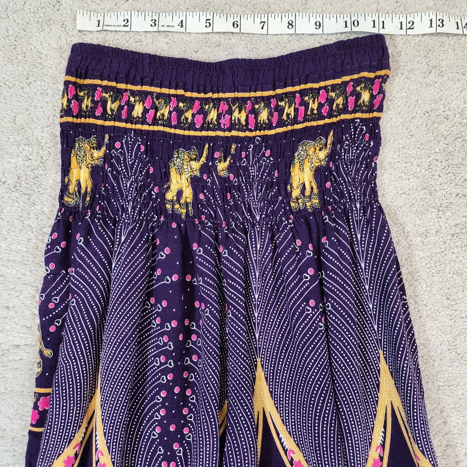 Women's Purple Elephant Harem pants Elastic Waist hippie Boho Yoga Small - Image 3 of 4
